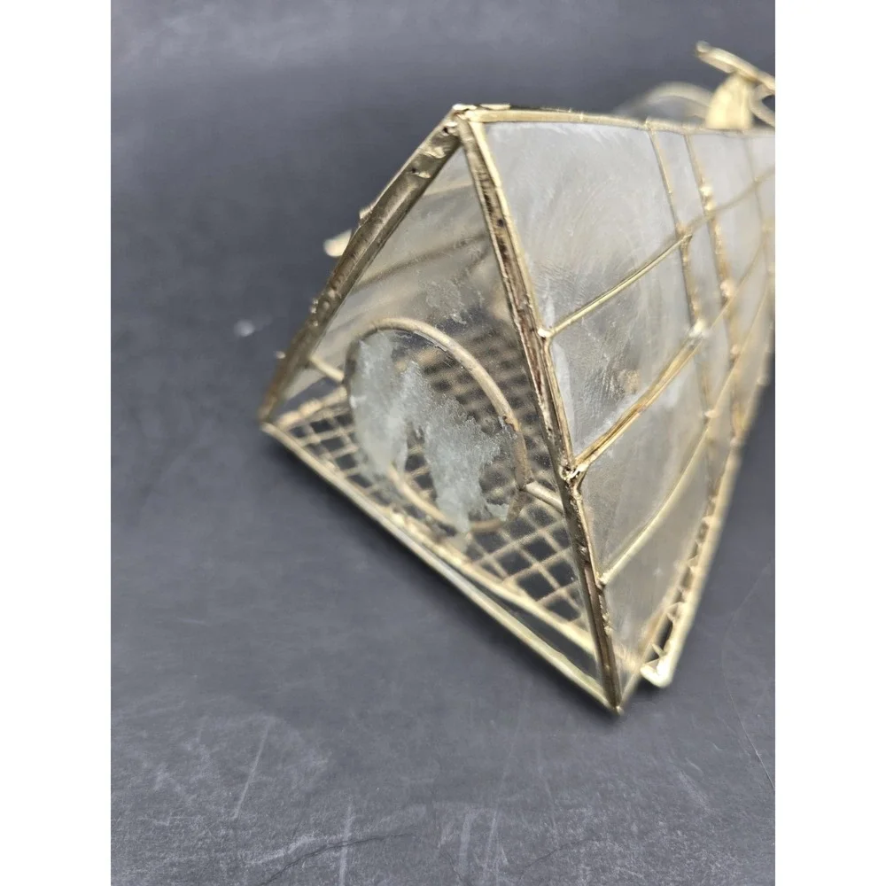 Capiz Shell Angel Tea Light Candle Holder Set Of 3 Gold Tone Wire Harp Book